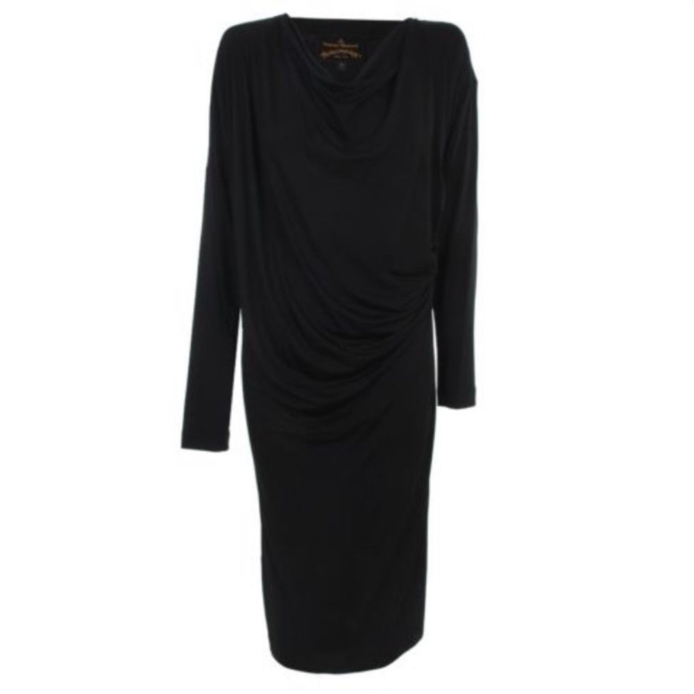 Rare Vintage Vivienne Westwood Black Metallic Cocktail Drape Dress